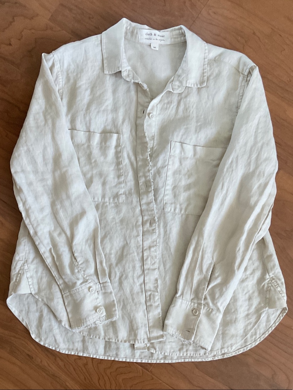 cloth & stone Tan Button-Down Linen Shirt-Medium